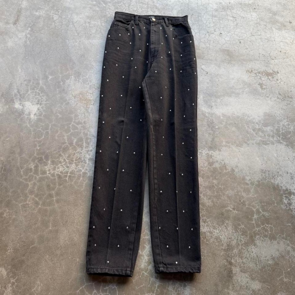 Vintage 90's David David Rhinestone Black Denim High Rise Jeans